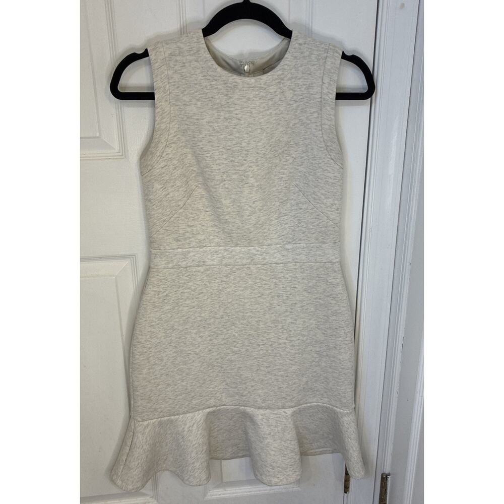 LOFT Heather Grey Sleeveless Fit & Flare Flounce Hem Mini Dress - Size 2